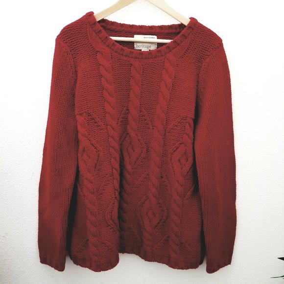 BANANA REPUBLIC HERITAGE  Chunky Cable Knit Sweater Wool Acrylic Nylon XL - Picture 2 of 6